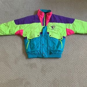 Tyrolia by Head Vintage 80s 90s Neon Mens Puffer S
